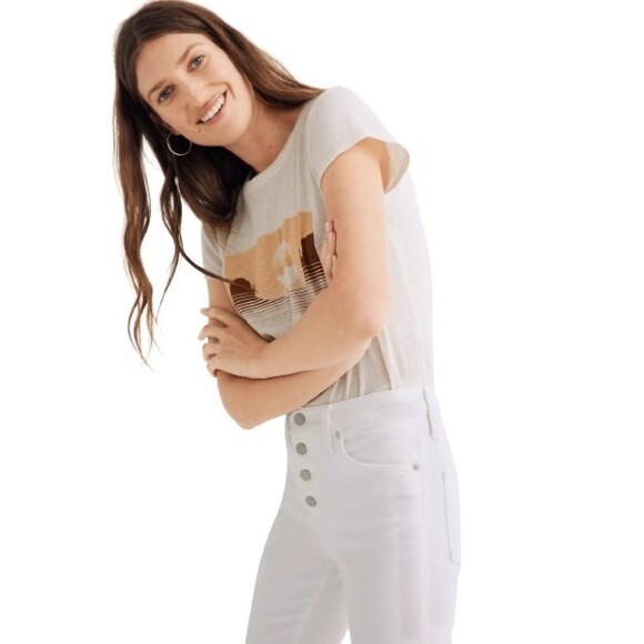 Madewell Taller Mid Rise Skinny Jeans Womens 34 Pure White Denim Button Up NWT - Picture 10 of 10